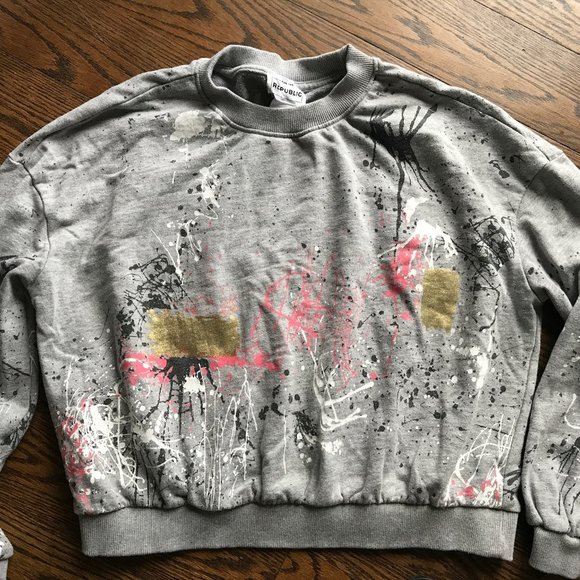 Splattered Paint Cropped Sweater - Picture 1 of 5